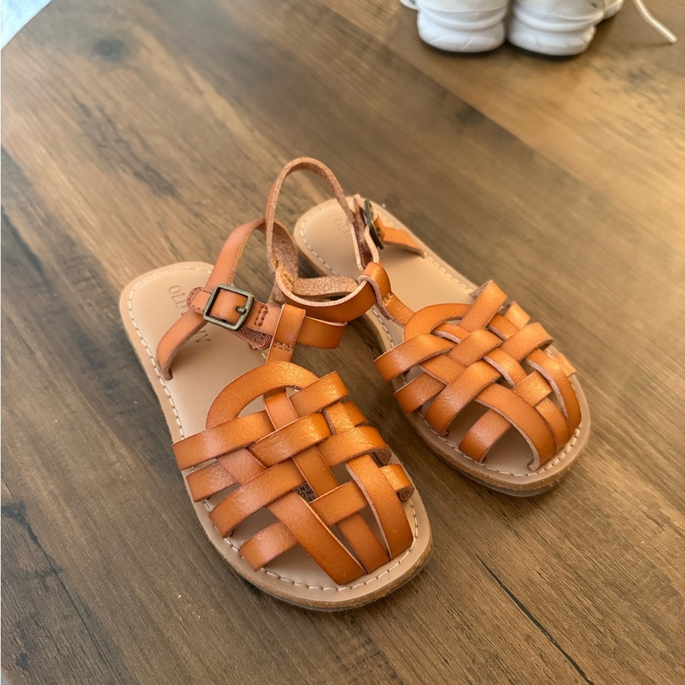 Old Navy Kids Brown Woven Leather Sandals with Buckle
